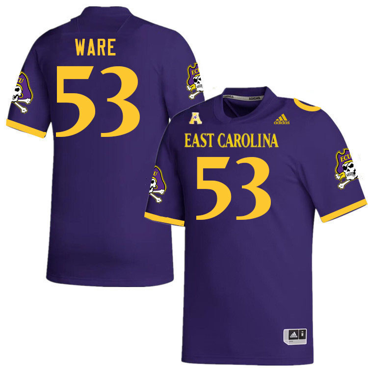 Men #53 Suirad Ware ECU Pirates 2023 College Football Jerseys Stitched-Purple